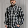 Men's Full Anti-Abrasion Motoshirt - Grid Iron - Black + White