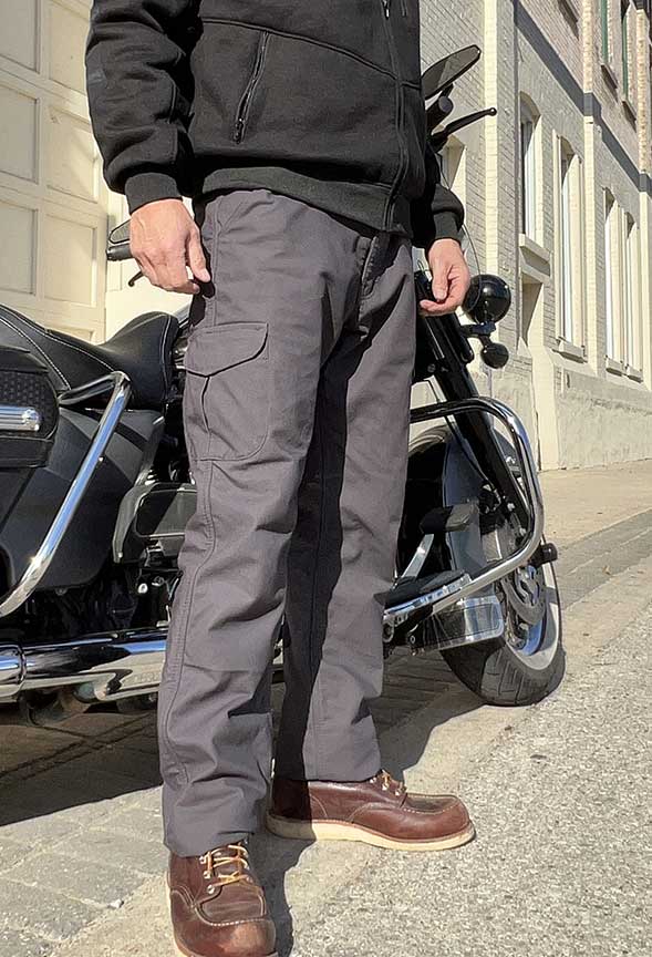 Men's Fully Lined Kevlar Cargo Pants, grey or black with CE Level 2 Ar