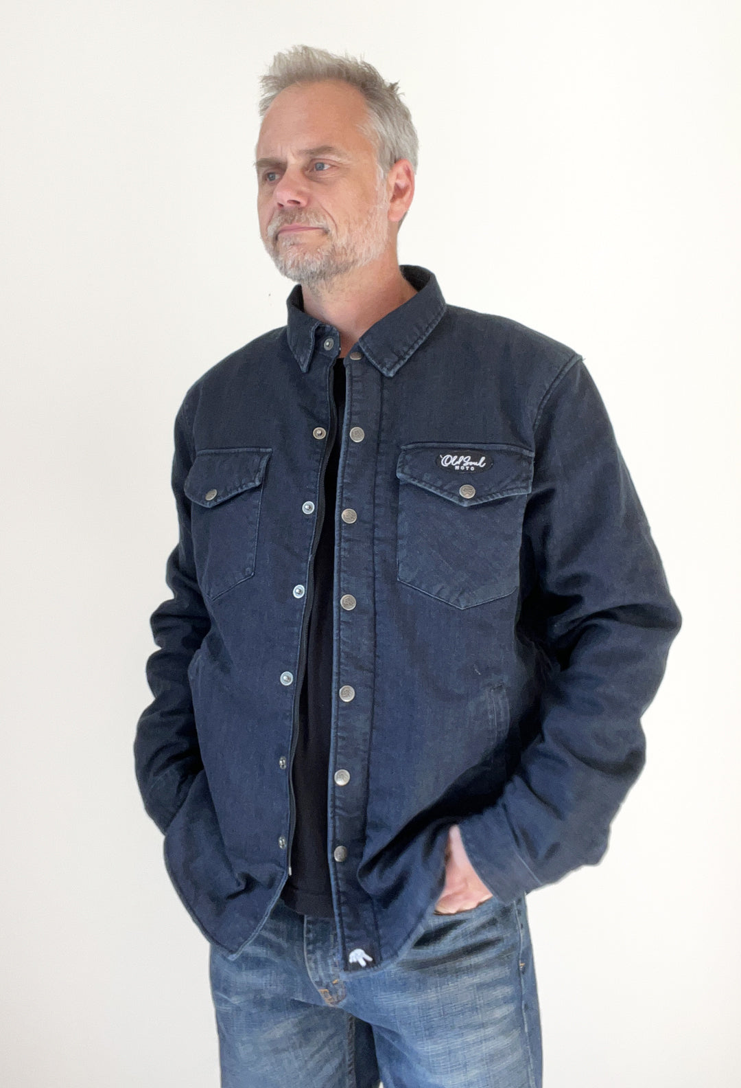Protective kevlar motorcycle shirt denim
