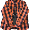 Women's Full Anti-Abrasion Motoshirts - Buffalo Check Plaids - Orange/Black