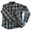 Women's Full Anti-Abrasion Motoshirts - Buffalo Check Plaids - Grey/Black