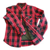 Women's Full Anti-Abrasion Motoshirts - Buffalo Check Plaids - Red/Black