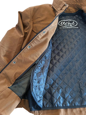 Men's Full Anti-Abrasion Armored Canvas Jacket - Camel