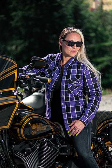 Women's protective kevlar motorcycle shirt