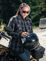 Women's protective kevlar motorcycle shirt