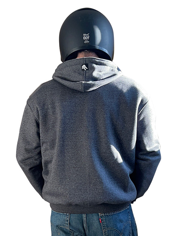 Protective motorcycle hoodie with full kevlar lining and removable armor