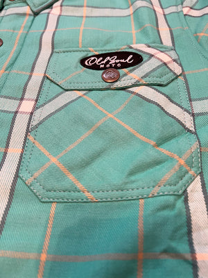Women's Full Anti-Abrasion Motoshirt – Sea Foam Plaid