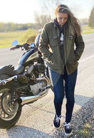 Women's protective kevlar motorcycle shirt